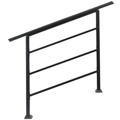 Wrought Iron Handrail For 1 to 4 Steps Adjustable Outdoor Handrail