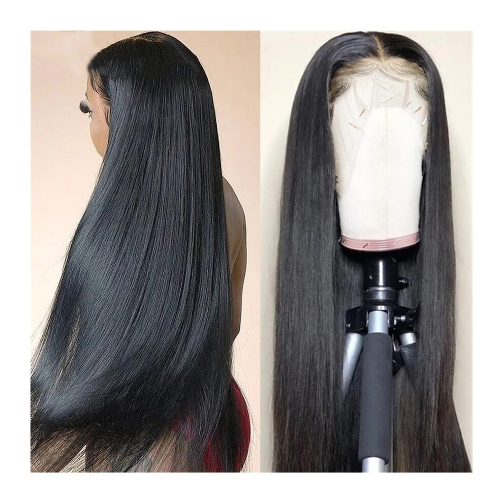 Human Hair Lace Front Wig 13x4 HD Transparent Pre Plucked Brazilian Straight 150% Density