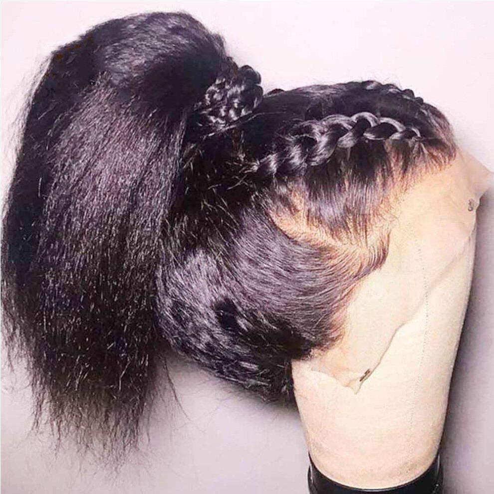Unisex Human Hair Lace Front Wig 13X4 Kinky Straight Pre Plucked Brazilian Virgin Hair With Baby Hair