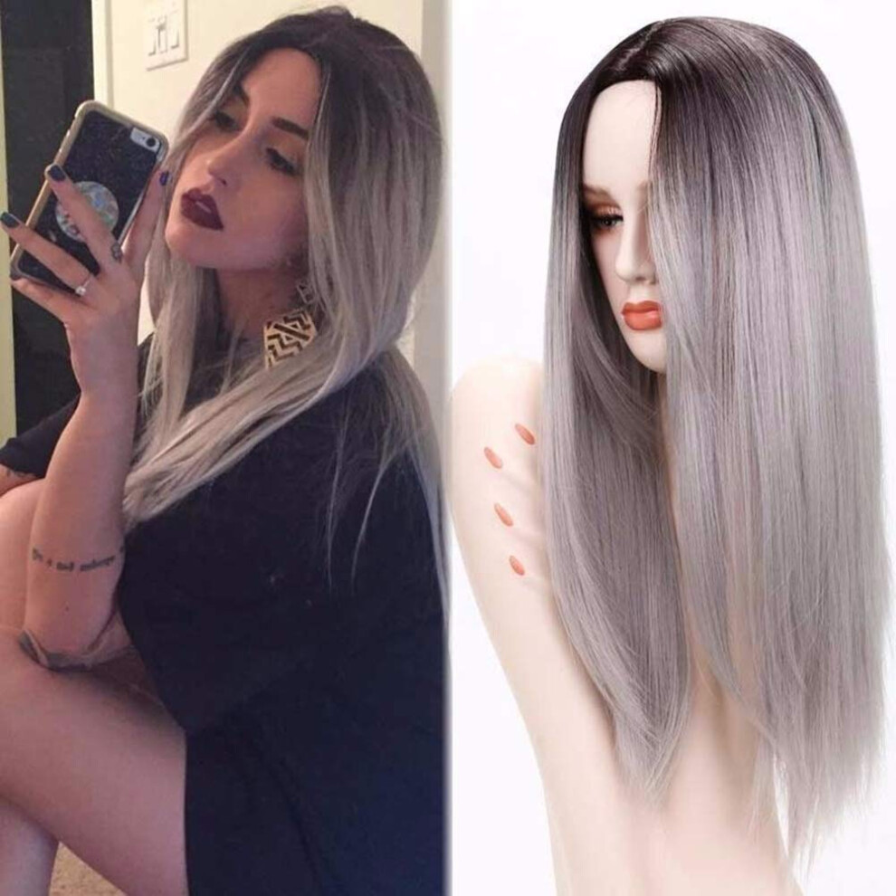 Long Straight Heat Resistant Wig for Women NaturalLooking Gradient Cosplay Party Hairpiece