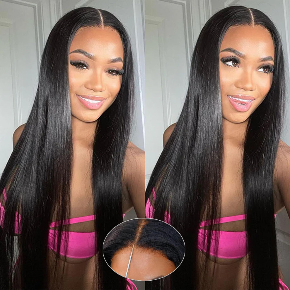 Unisex Glueless Hd Lace Front Human Hair Wig 13X4 Brazilian Straight Pre Plucked Pre Cut 24 Inch 220% Density Natural Color
