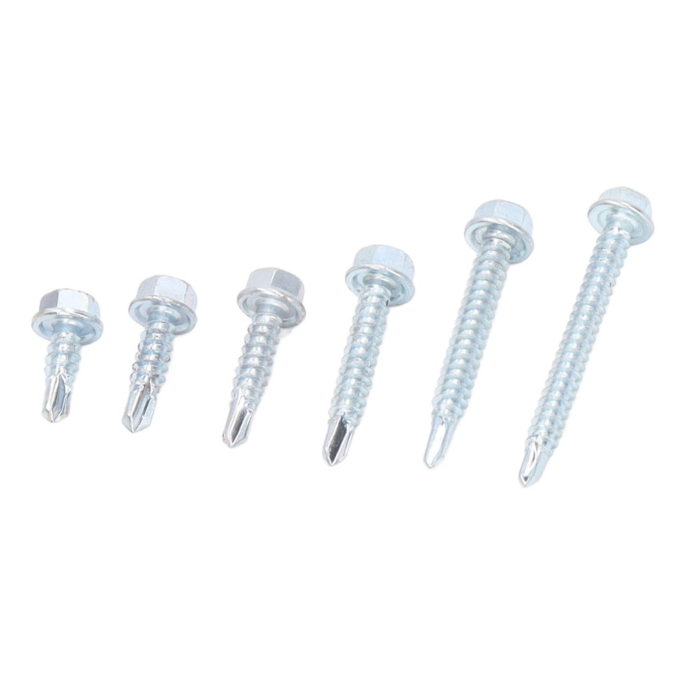 110Pcs Self Drilling Screw Set M4.2 Hex Washer Head, Carbon Steel 7891381976472