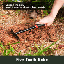 XTMPMY 3-Piece Heavy Duty Garden Tool Set with 2-in-1 Cultivator, Ergonomic Rake, and Trowel – Perfect Gift for Garden Lovers