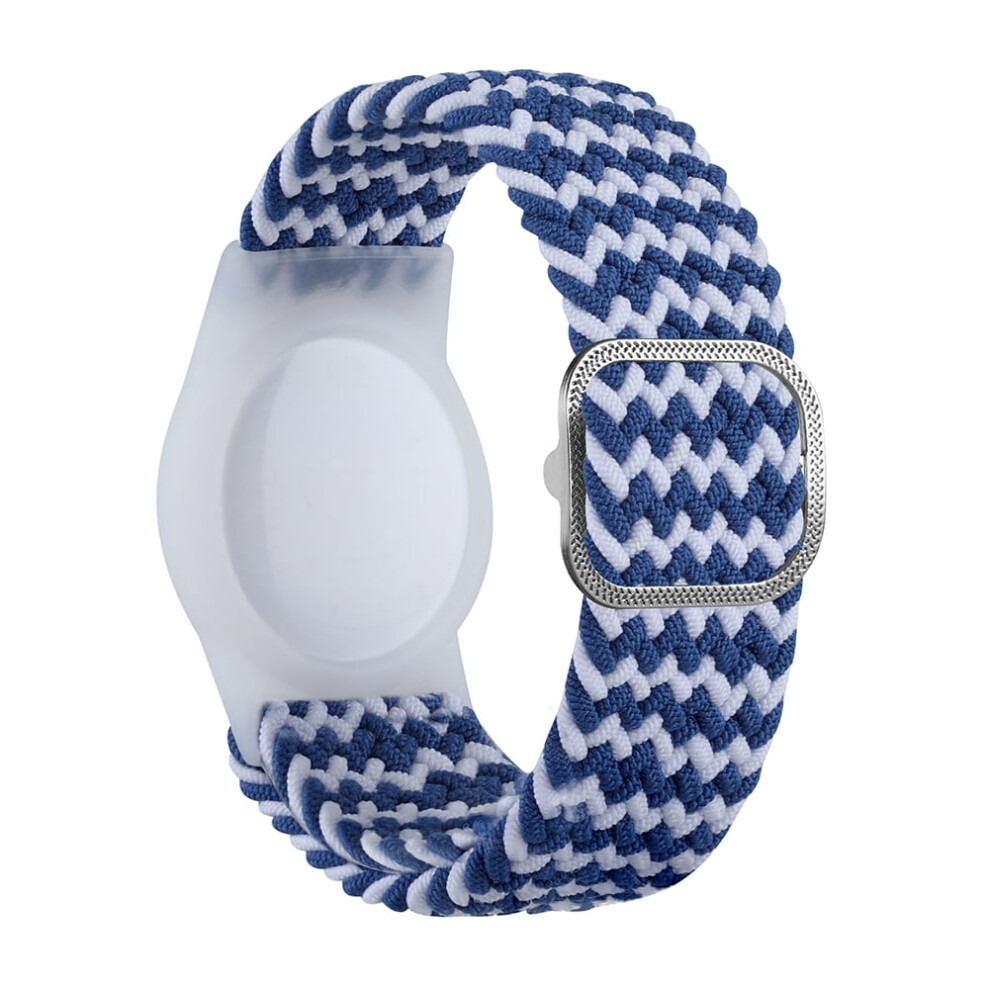 Nylon Wristband Anti-Scratch Tpu Protective Case For Compatible With Apple Airtag ( White) Blue/White 9175034091063