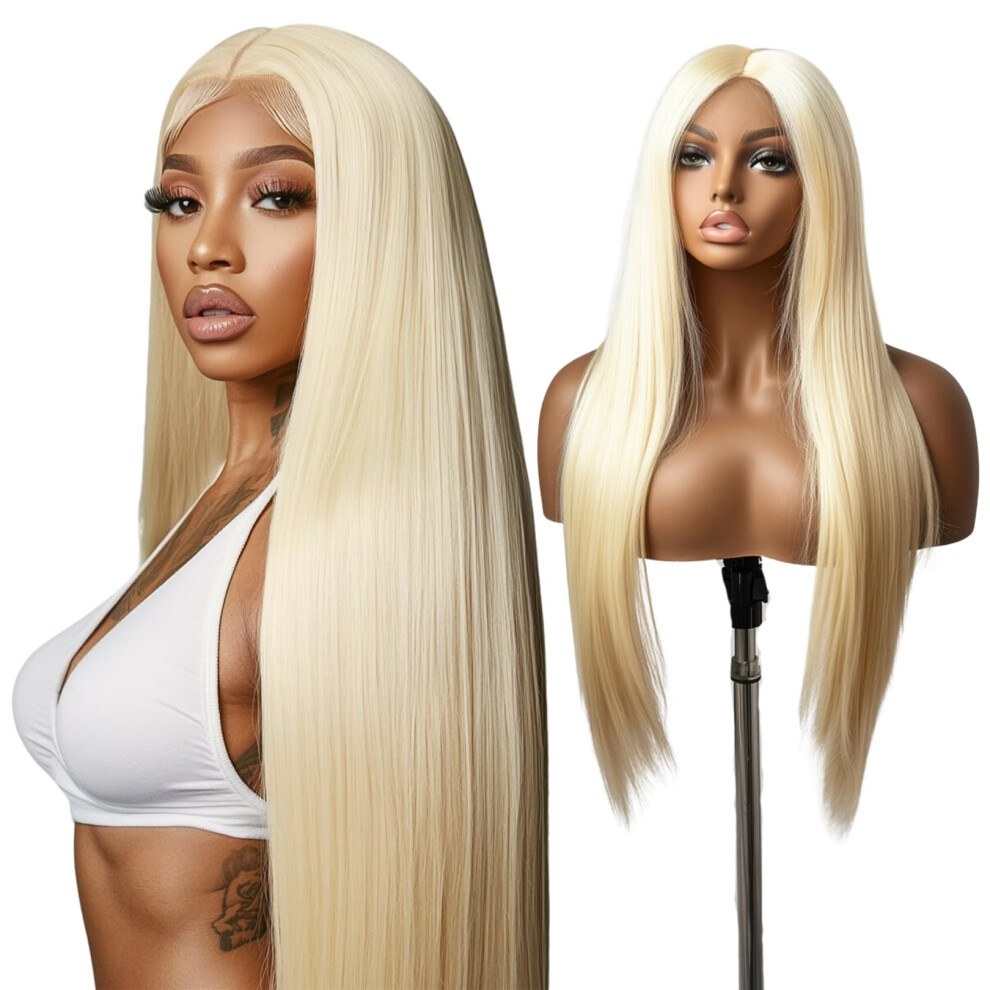 Unisex 20 Inch 613 Blonde 5X5 Hd Lace Front Wig Brazilian Virgin Human Hair Preplucked Density