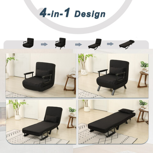 Westwood Versatile Convert Single Sofa Bed 4-in-1 6-Position 85 Sleeper Recliner Black 2