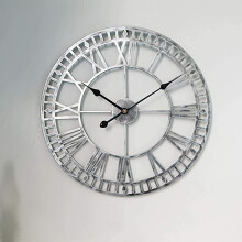 Waterproof Outdoor Wall Clock with Retro Roman Numerals, Silent Battery Operated Iron Art for Garden Patio