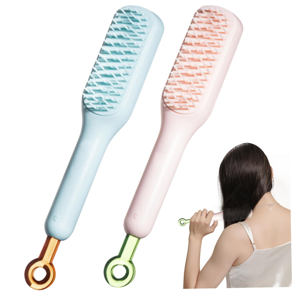 Self Cleaning Detangling Hair Brush 2pcs with Retractable Bristles Anti Static for All Hair Types