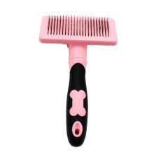 Dog Grooming Brush with Gentle Stainless Steel Pins, AntiSlip Handle, Pink Pet Hair Removal Comb