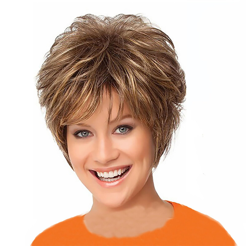 Natural Looking Short Wave Blonde Wig for Women Heat Resistant Synthetic Curly Hair