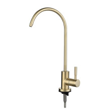 Stainless Steel Kitchen Sink Faucet Swan Neck Single Handle Drinking Water Tap Brushed Gold