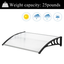 120 x 80cm Door & Window Rain Cover Eaves Canopy White & Black Bracket