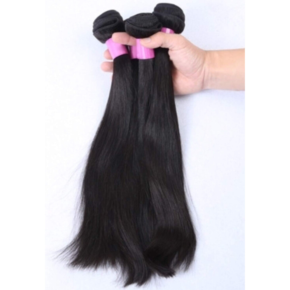 Unisex 10A Brazilian Hair Bundles Straight 20 Inch True Virgin Human Hair Extensions Bleach Dye Friendly