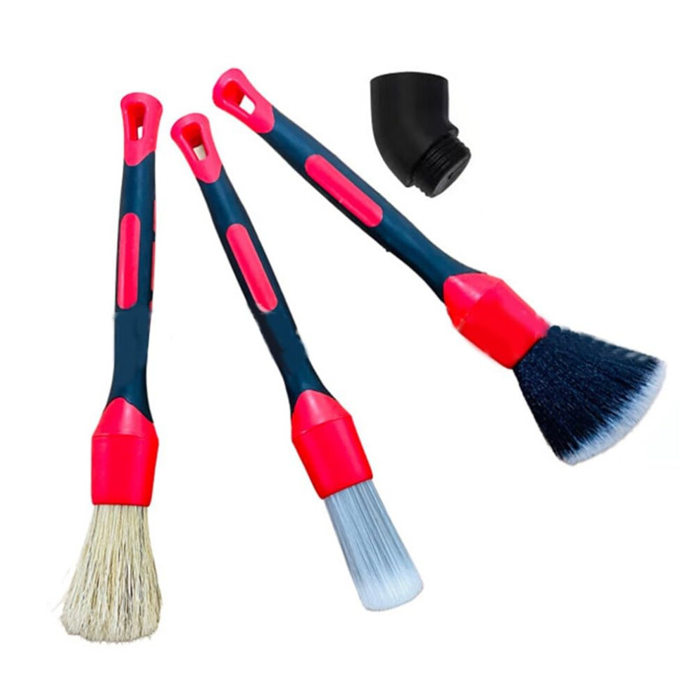 Car Detailing Brushes Set With Soft Bristles For Dashboard And Vents, Ergonomic Grip, Abs Red 9044945200799