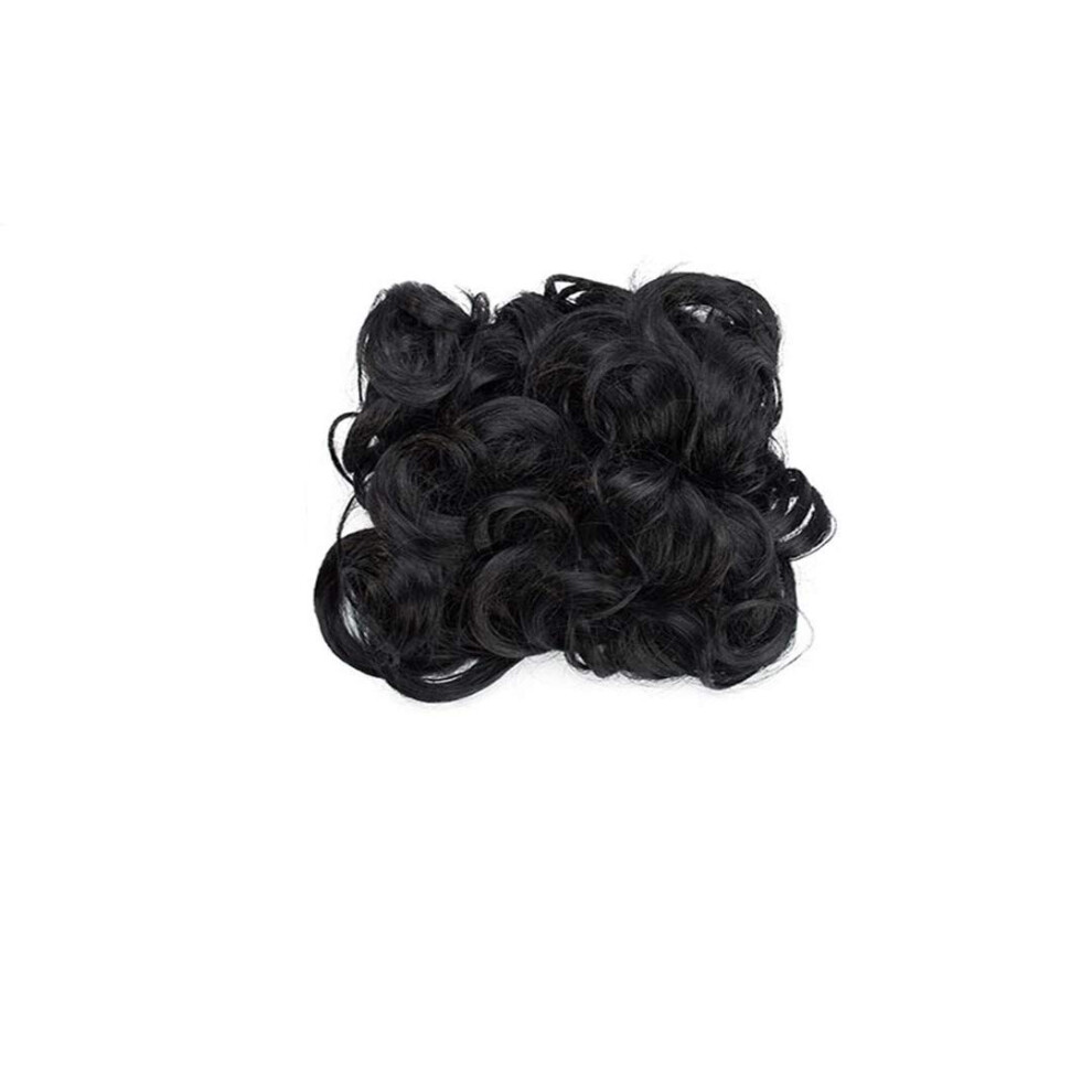 Unisex Curly Hair Bun Clip In Hairpiece With Combs Afro Synthetic Updo Extension P2/613