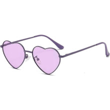 Óculos de Sol Feminino, armação de metal em forma de coração, todo roxo transparente roxo, proteção UV polarizada