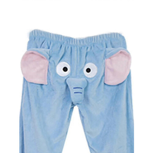 Elephant Pattern Pajama Pants M Size Blue 100% Spandex Comfortable Casual Pants 1