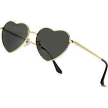 Occhiali da sole da donna, montatura in metallo a forma di cuore 17,7 g (grigio oro), lenti antiriflesso e resistenti all'usura