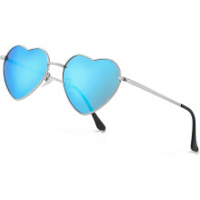 Occhiali da sole da donna, montatura in metallo a forma di cuore, 17,7 g (specchio blu argento), occhiali da guida antiriflesso per esterni