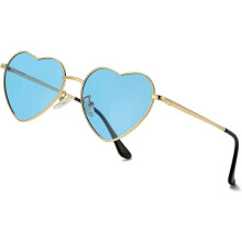 Occhiali da sole da donna, montatura in metallo a forma di cuore antiriflesso, larghezza 54 mm, aste da 140 mm, lenti polarizzate oro blu