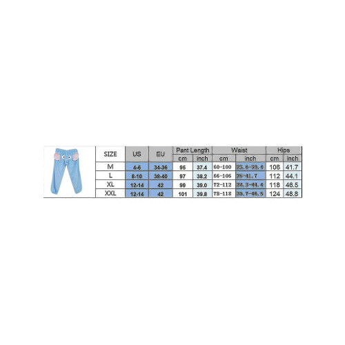 Elephant Pattern Pajama Pants M Size Blue 100% Spandex Comfortable Casual Pants 2