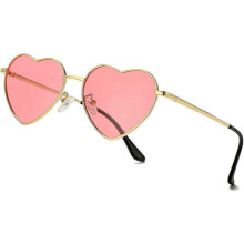 Occhiali da sole a forma di cuore in metallo 17,7 g, lenti antiriflesso ultra leggere color oro rosa, resistenti ai graffi