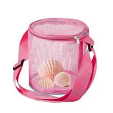 Kinderstrandtasche 17x15cm, rosarot, mit Sandfilter aus Netzgewebe, faltbar und tragbar, Muschelsammelfunktion, zum Schwimmen im Freien