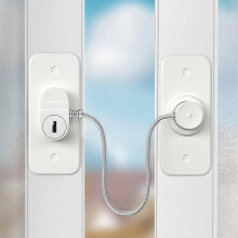 Raamveiligheidsslot van metaal met stalen kabel, draagvermogen 100 kg, anti-openfunctie.