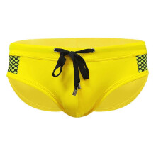 Herren-Badehose, gelb, Größe L, Polyester-Spandex, atmungsaktiv, elastisch