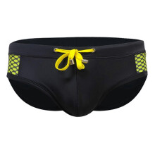 Herren-Badehose, Schwarz, Größe 2XL, atmungsaktives Material aus Polyester-Spandex-Gewebe, schmale Passform