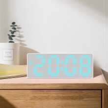 Yonrjhukm Fresh White Face Alarm Clock Room Clock Style Student Alarm Clock Date Temperature Display Three Brightness Settings Adjustable