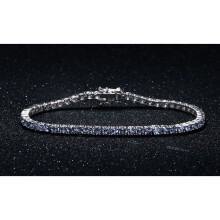 18K White Gold Plated Tanzanite Tennis Bracelet 7.00 CTTW Lab Created Stones
