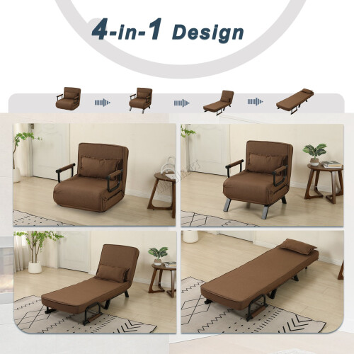Westwood Versatile Convert Single Sofa Bed 4-in-1 6-Position 85 Sleeper Recliner Coffee 1