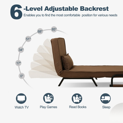 Westwood Versatile Convert Single Sofa Bed 4-in-1 6-Position 85 Sleeper Recliner Coffee 2