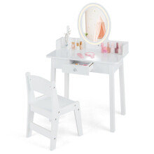 Toaletný stolík pre deti s osvetleným zrkadlom Make-up stolík so stoličkou White