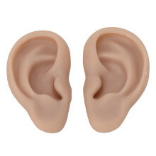 Silicone-Ohrenpaar zum Piercing-Üben & Ohrringpräsentation, tief Hautfarbe