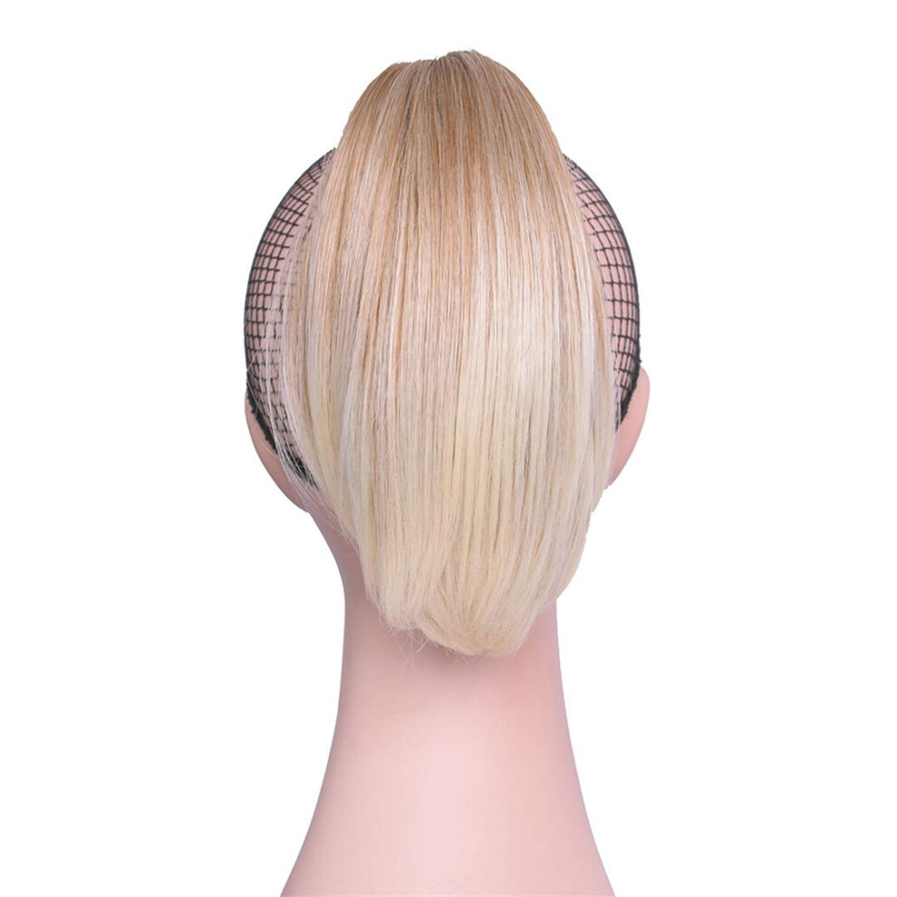Short Straight Ombre Claw Clip In Ponytail Extension Heat Resistant Synthetic Hairpiece 8 Inches