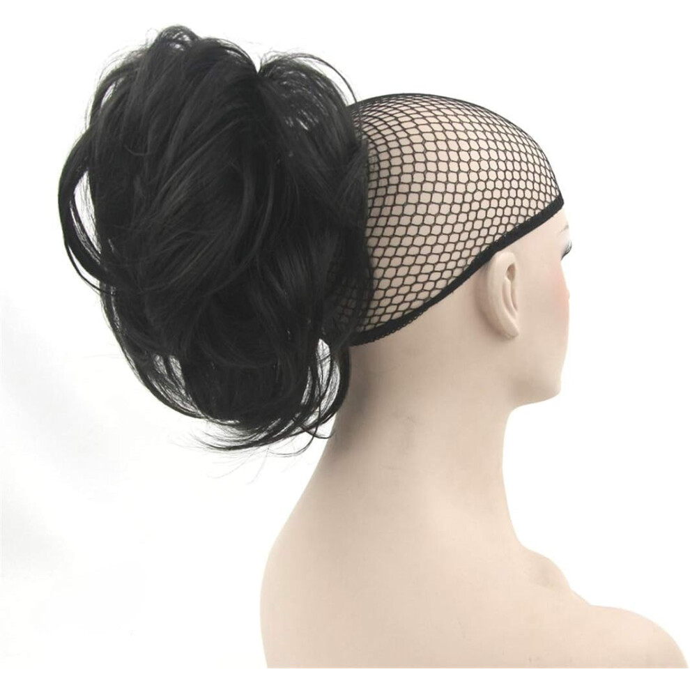 Unisex Ponytail Hair Extension Clipon 35Cm Synthetic Hairpiece For Women 1B# Heatresistant Styling