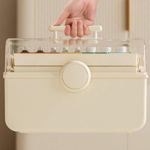 First Aid Storage Box Plastic MultiLayer Medicine Organizer with Handle for Home Emergency Use 1