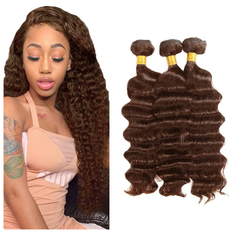 Brazilian Deep Wave Hair Bundles Chocolate Brown Virgin Human Hair Extensions 22 24 26 Inch Double Weft
