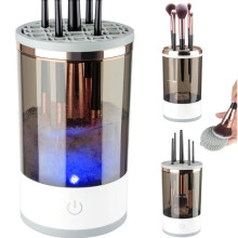 Electric Makeup Brush Cleaner Machine with Automatic Rotating Drying for All Brush Types Black
