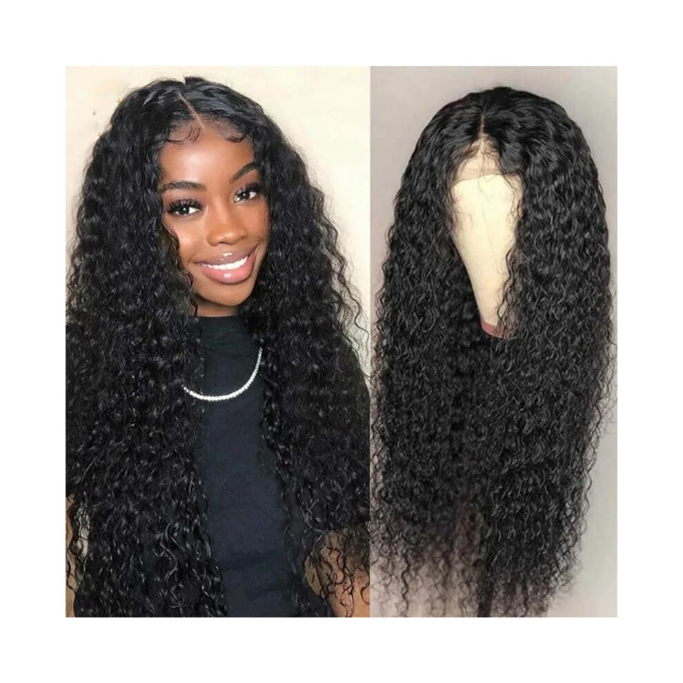 Gorgeous Curly Wig with Highlights Fashionable Curly Wig Stunning MultiTone Curly Wig Realistic Look,Human hair 13x4 Lace Front Wigs (BLACK, 28)