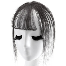 Human Hair Topper Light Brown Clip In Hairpiece with Bangs for Thinning Crown Volume Boost