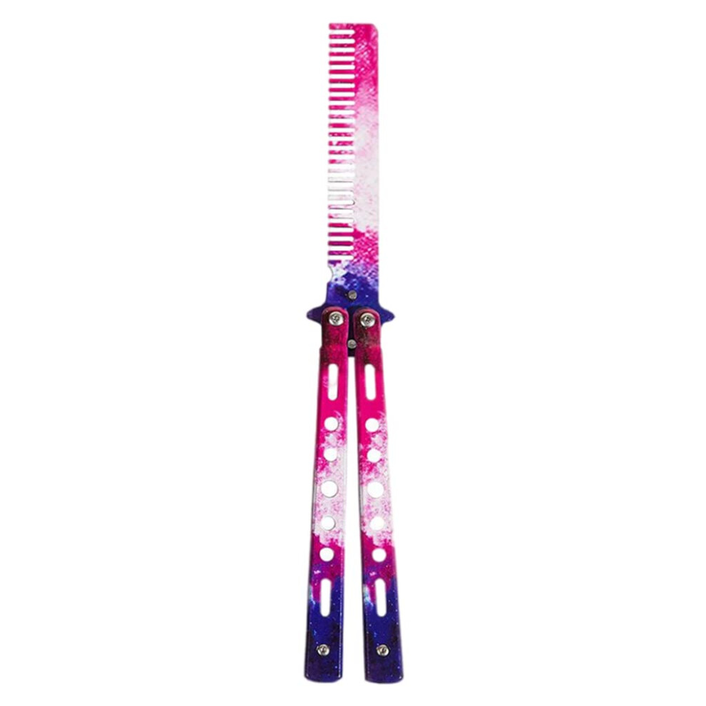 Butterfly Comb Trainer Stainless Steel Unsharpened Slice Design for Beginners Purple Foldable