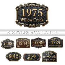(12*6IN, Classic-06) Customized House Address Plaque - Durable Cast Aluminum Outdoor Sign with Personalization