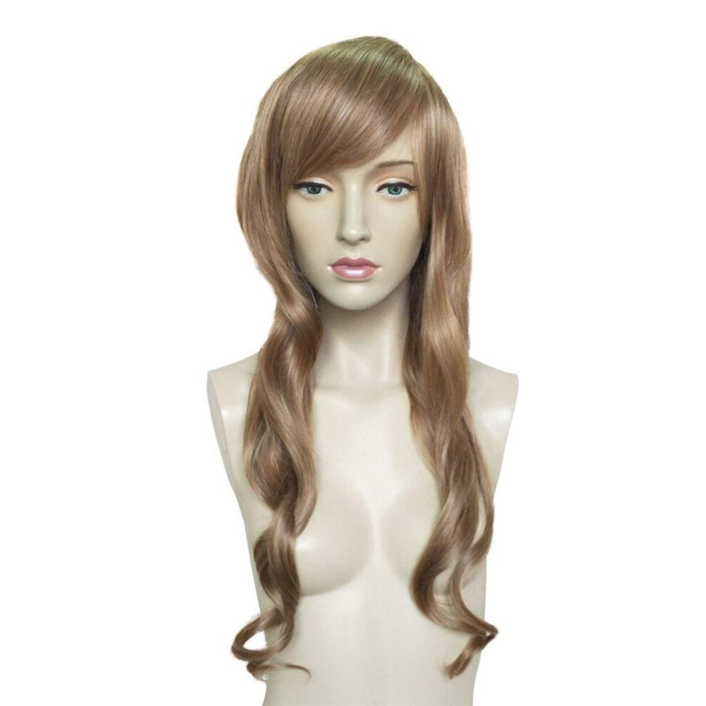 Unisex Brown Long Wavy Synthetic Braiding Hair Wig For African Braids And Hiphop Stage