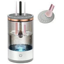 Electric Makeup Brush Cleaner Machine with Drying Spin, Portable Brush Cleaning Mat and Holder for All Size Cosmetic Brushes