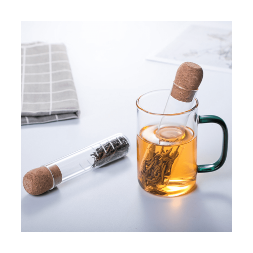 4PCS Glass Strainers for Long Leaf Tea, Reusable Glass Diffuser with Cork Loose Tea Steeper Filter for Cup 2