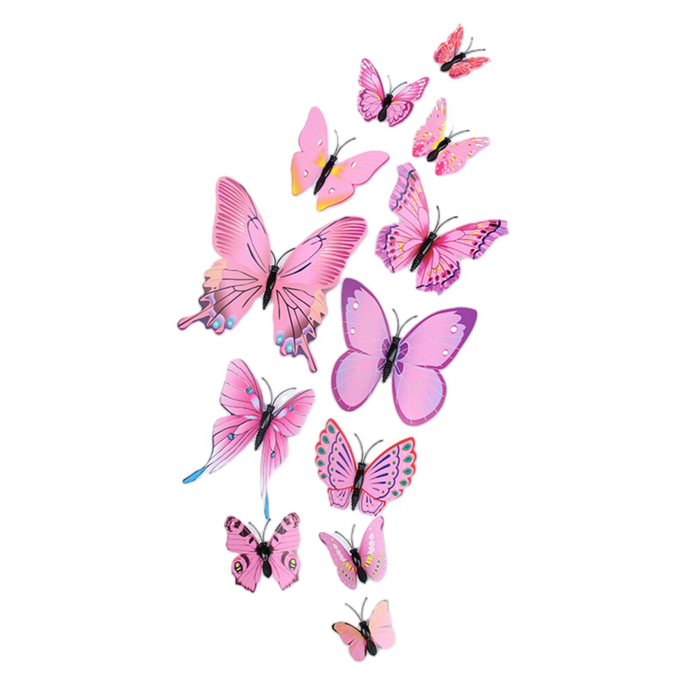 Damifu Decal Wall Stickers Sticker Bedroom 12 Pieces 3D Butterfly Home Decoration Pink 9175034104640