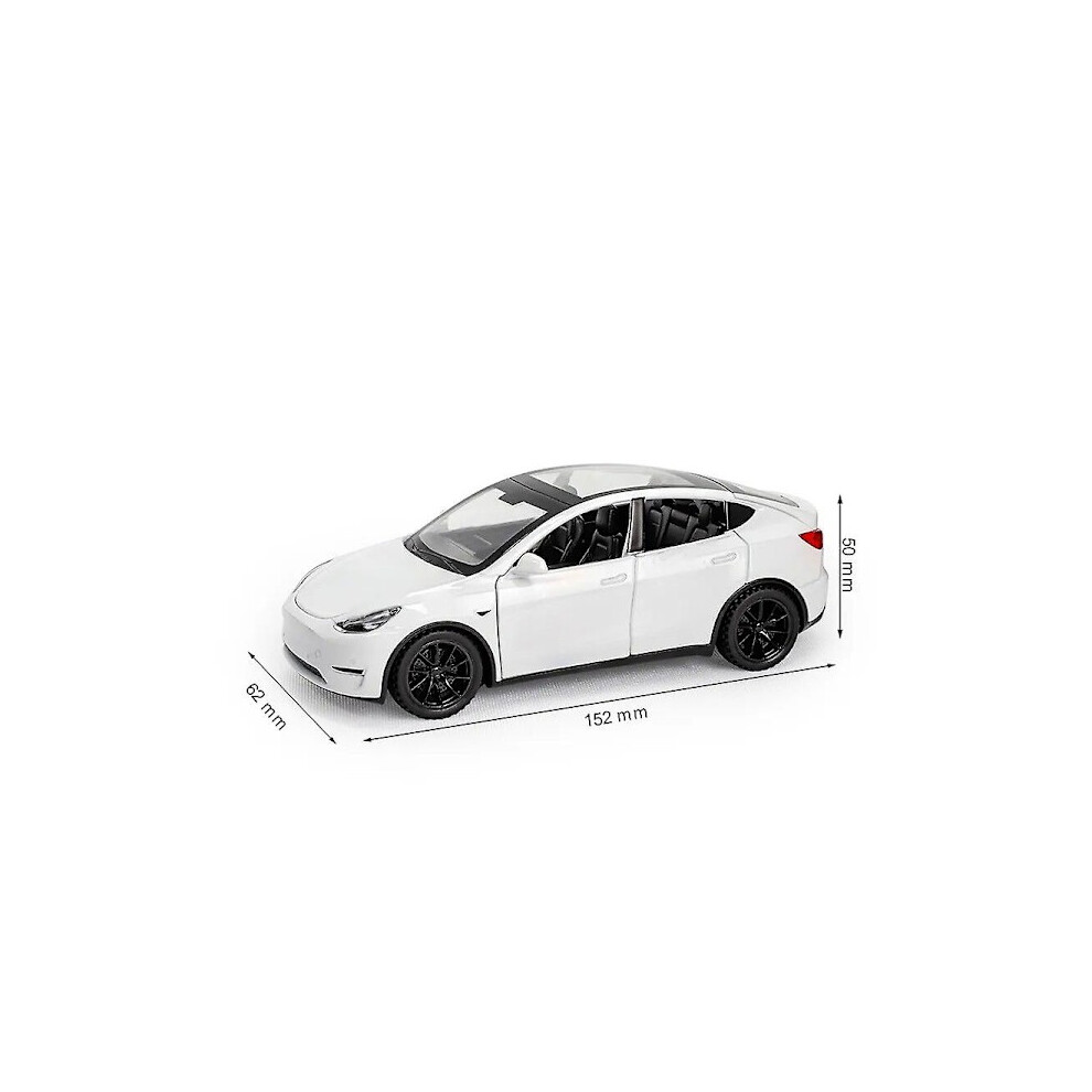 1/32 Tesla Model Y Suv Toy Car Model, Diecast AlloyMetal Sound & Light Pull Back 1:32 Collection Gift, For Boy Kids White